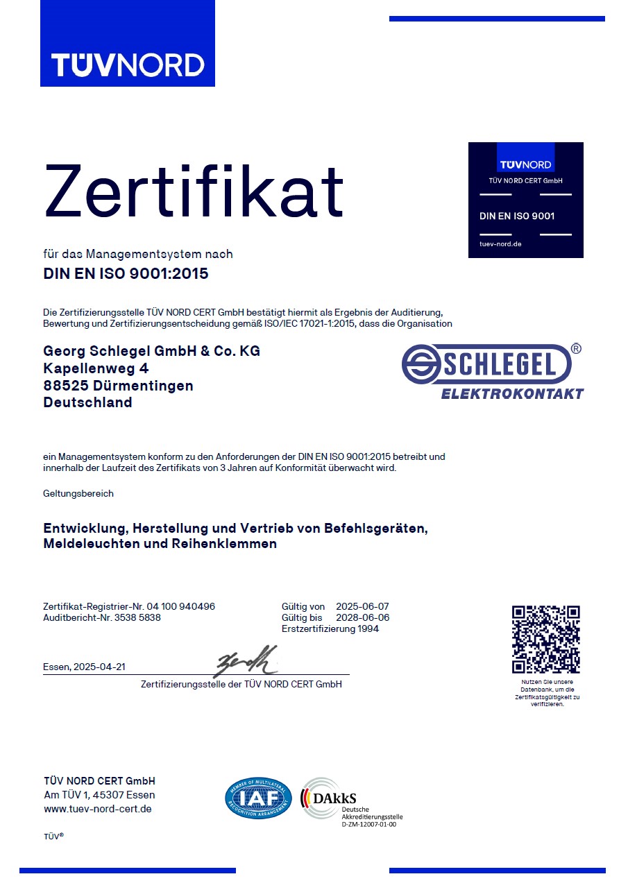 Zertifikat ISO 9001 2015